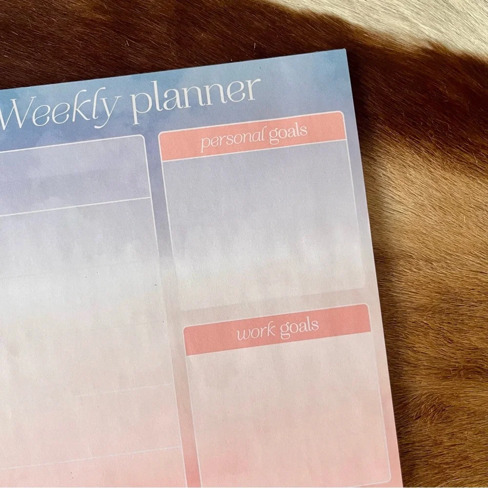 🏷️🎉🆕 kawaii blue pink ombre weekly planner desktop memo pad